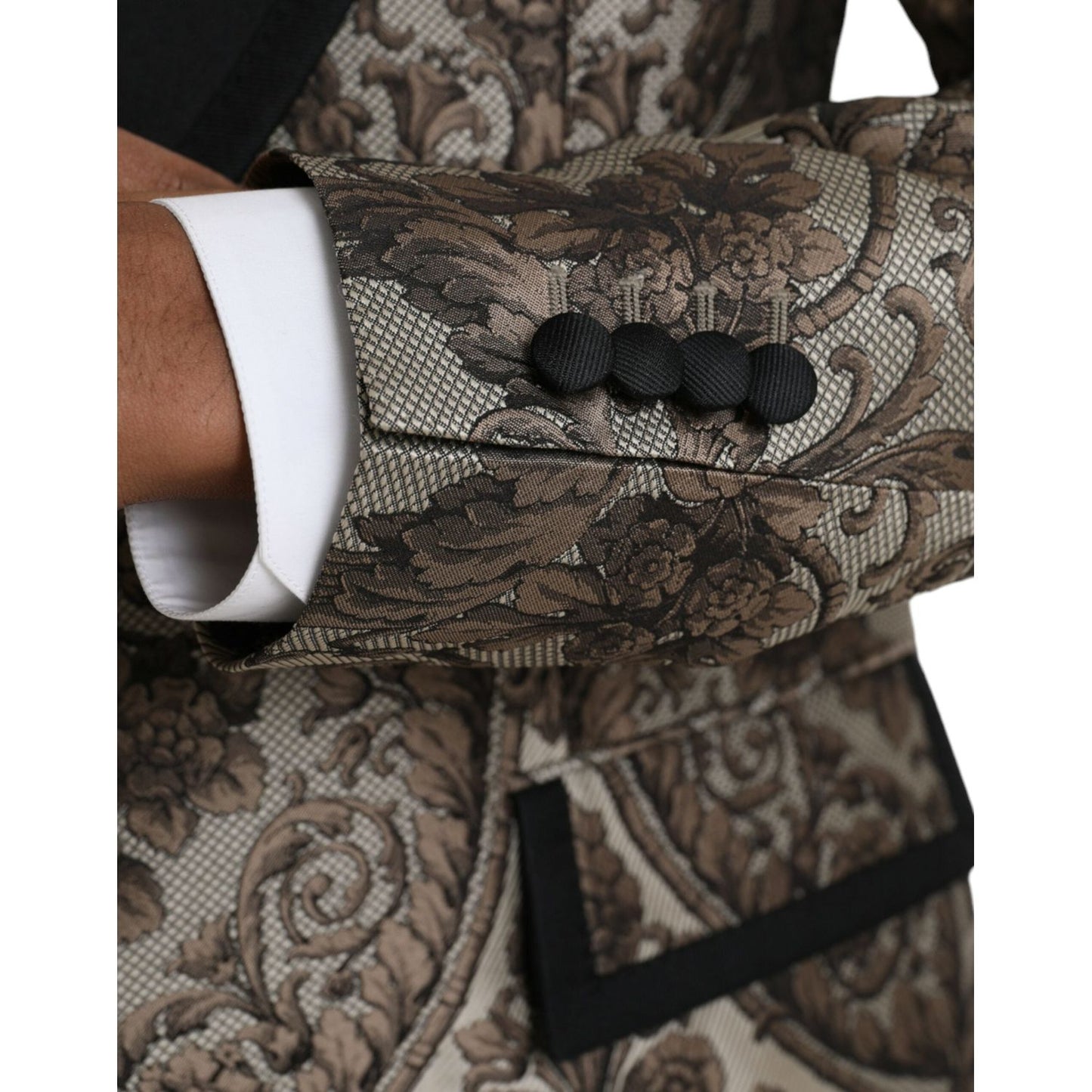 Dolce & Gabbana Brown Floral Jacquard Formal 3 Piece Suit Dolce & Gabbana