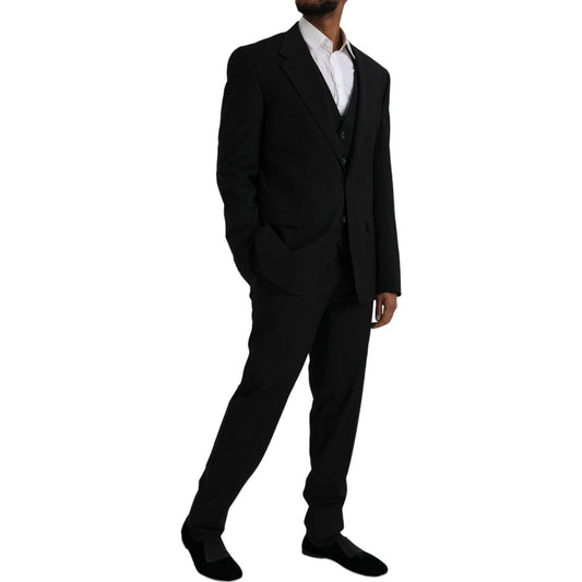 Dolce & Gabbana Black Polyester STAFF Formal 3 Piece Suit Dolce & Gabbana