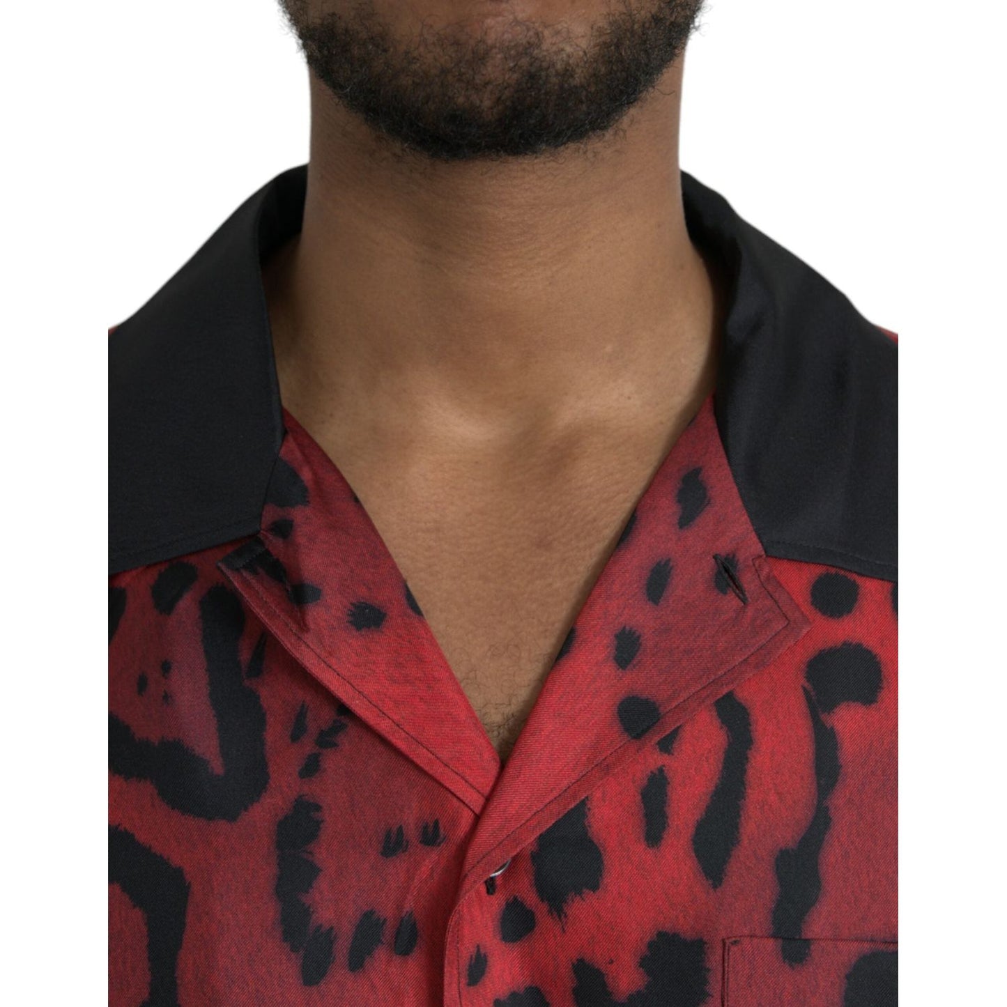 Dolce & Gabbana Red Leopard Silk Button Down Casual Shirt Dolce & Gabbana