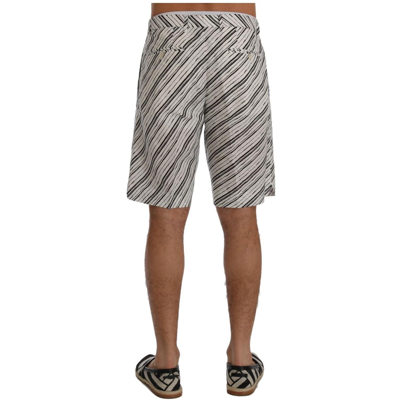 Dolce & Gabbana White Black Striped Casual Shorts
