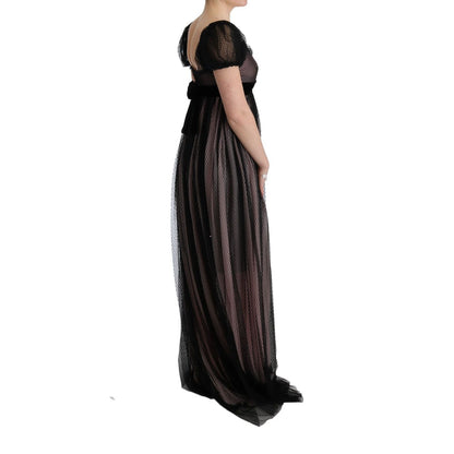 Dolce & Gabbana Black Pink Silk Long Shift Dress