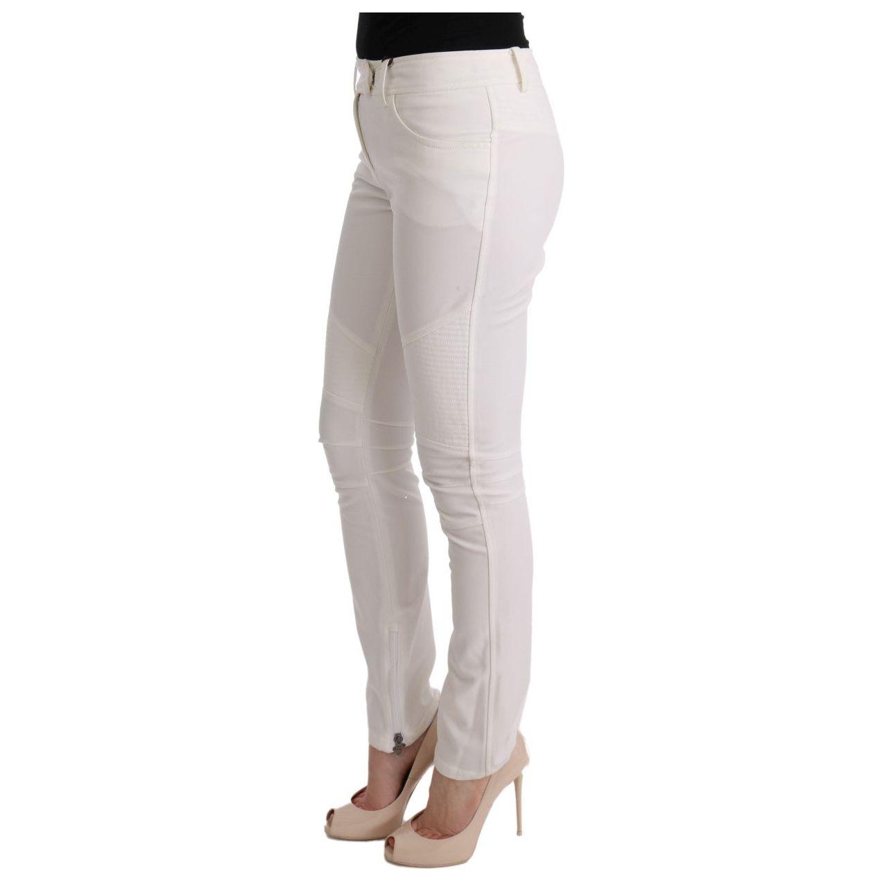 Ermanno Scervino White Cotton Slim Fit Casual Pants