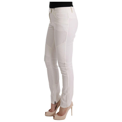 Ermanno Scervino White Cotton Slim Fit Casual Pants
