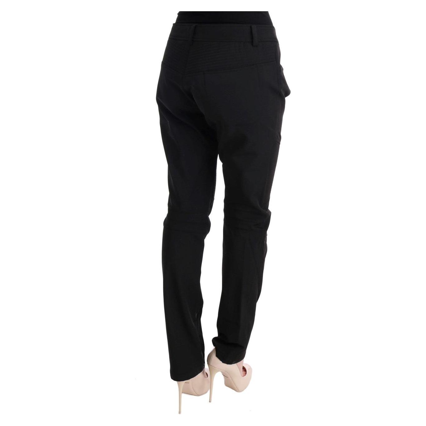 Ermanno Scervino Sleek Black Cotton Slim Fit Pants Jeans & Pants Ermanno Scervino