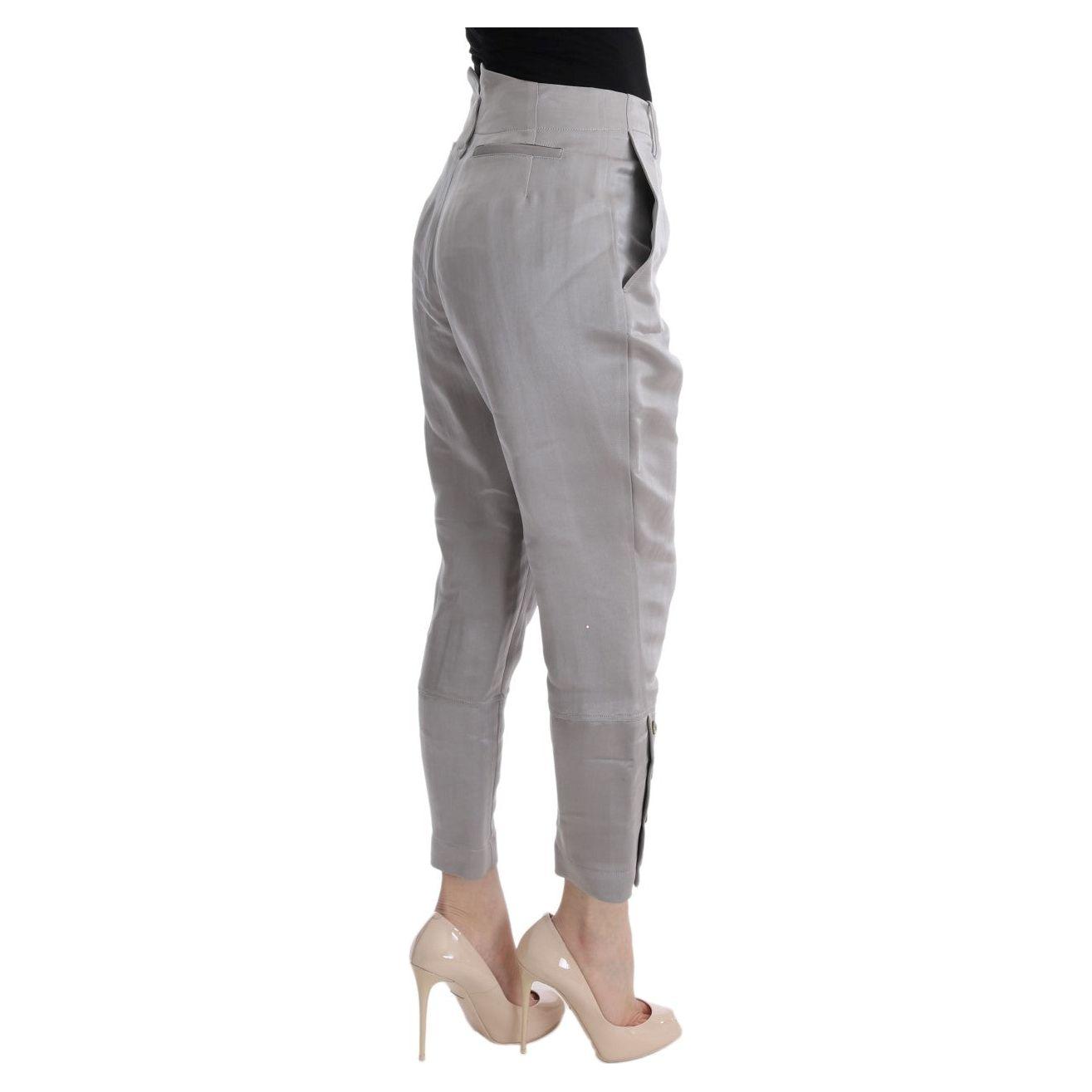 Ermanno Scervino Chic Gray Cropped Silk Pants Ermanno Scervino