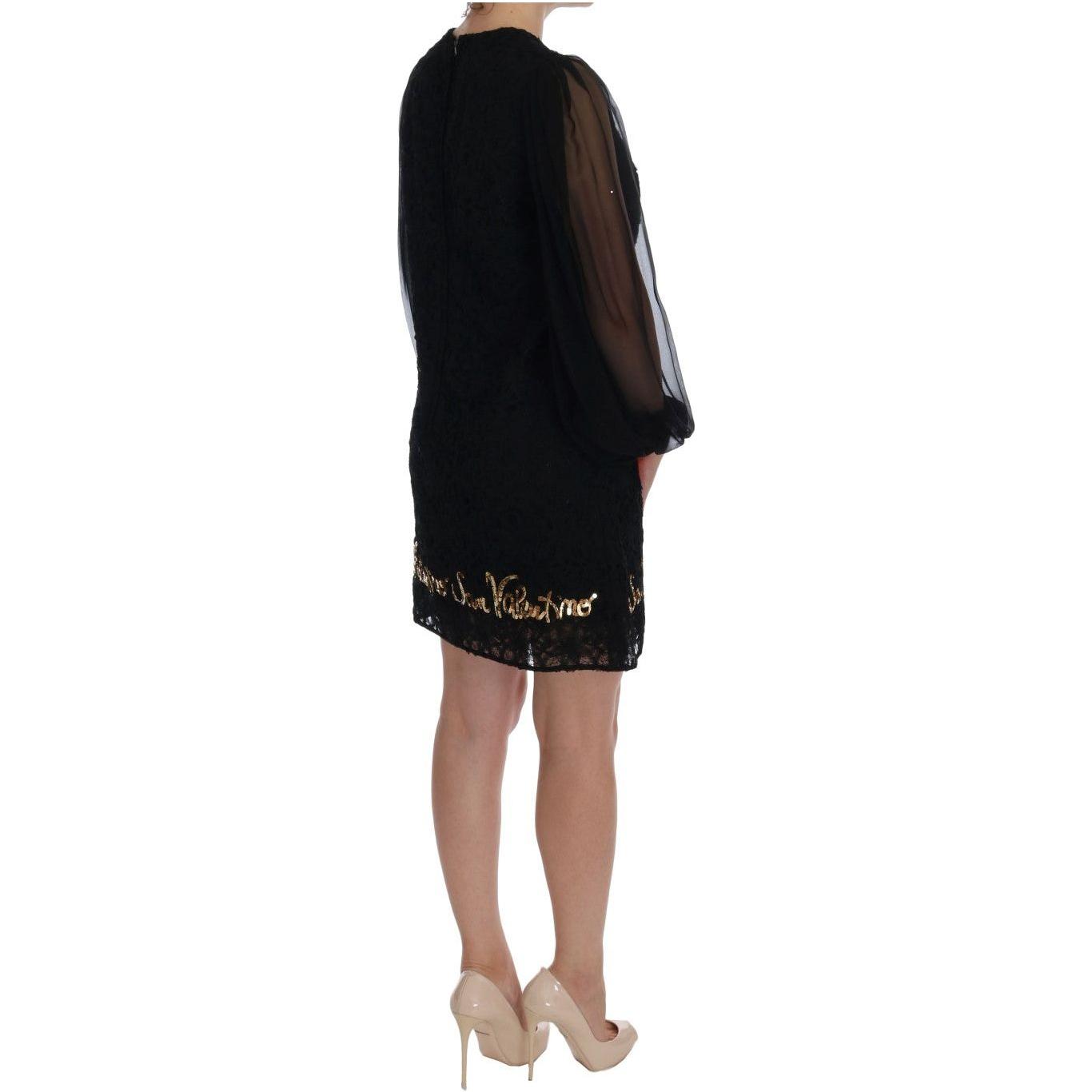 Dolce & Gabbana Black Lace Sequined Shift Dress Dolce & Gabbana