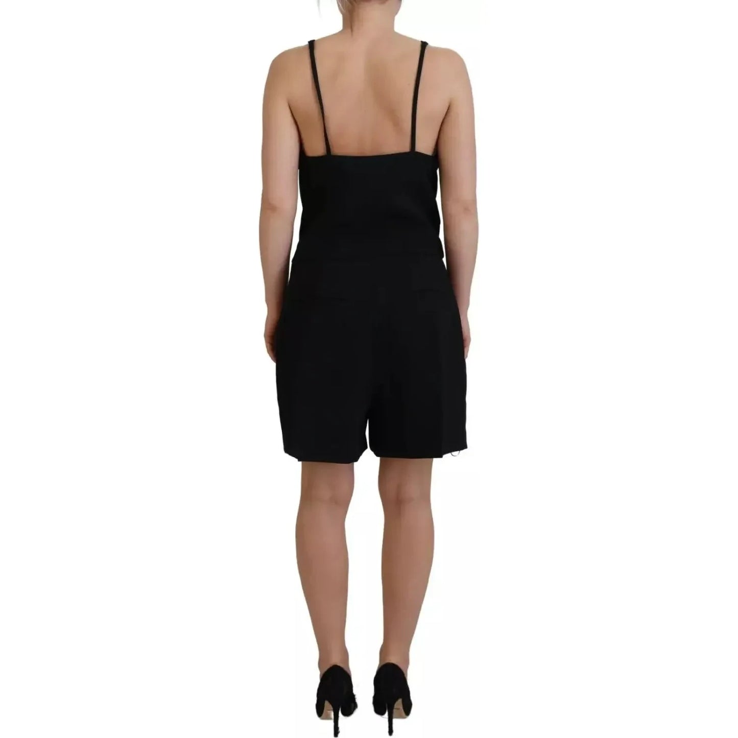 Dsquared² Black Embellished Sleeveless V-neck Jumpsuit Dress Dsquared² Tan
