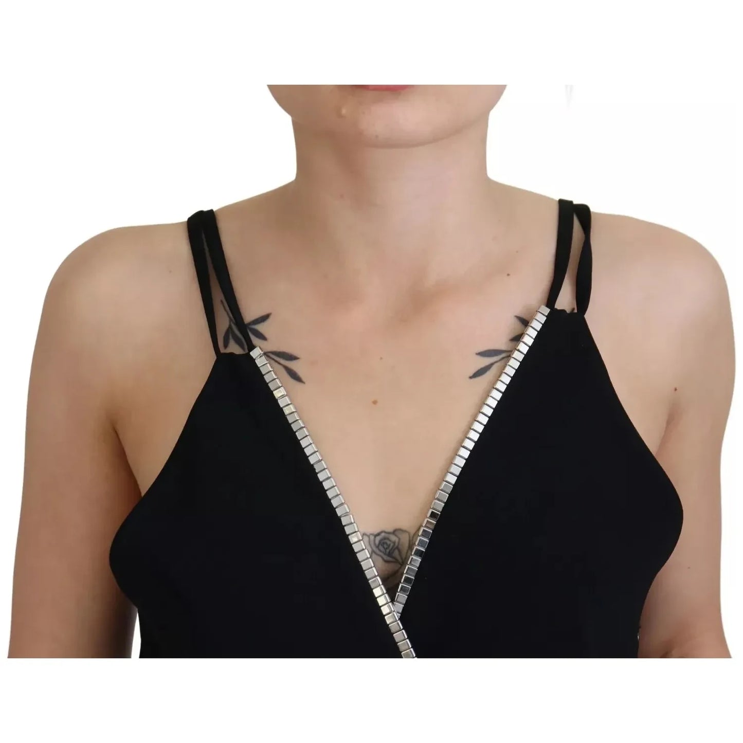 Dsquared² Black Embellished Sleeveless V-neck Jumpsuit Dress Dsquared² Rosy Brown