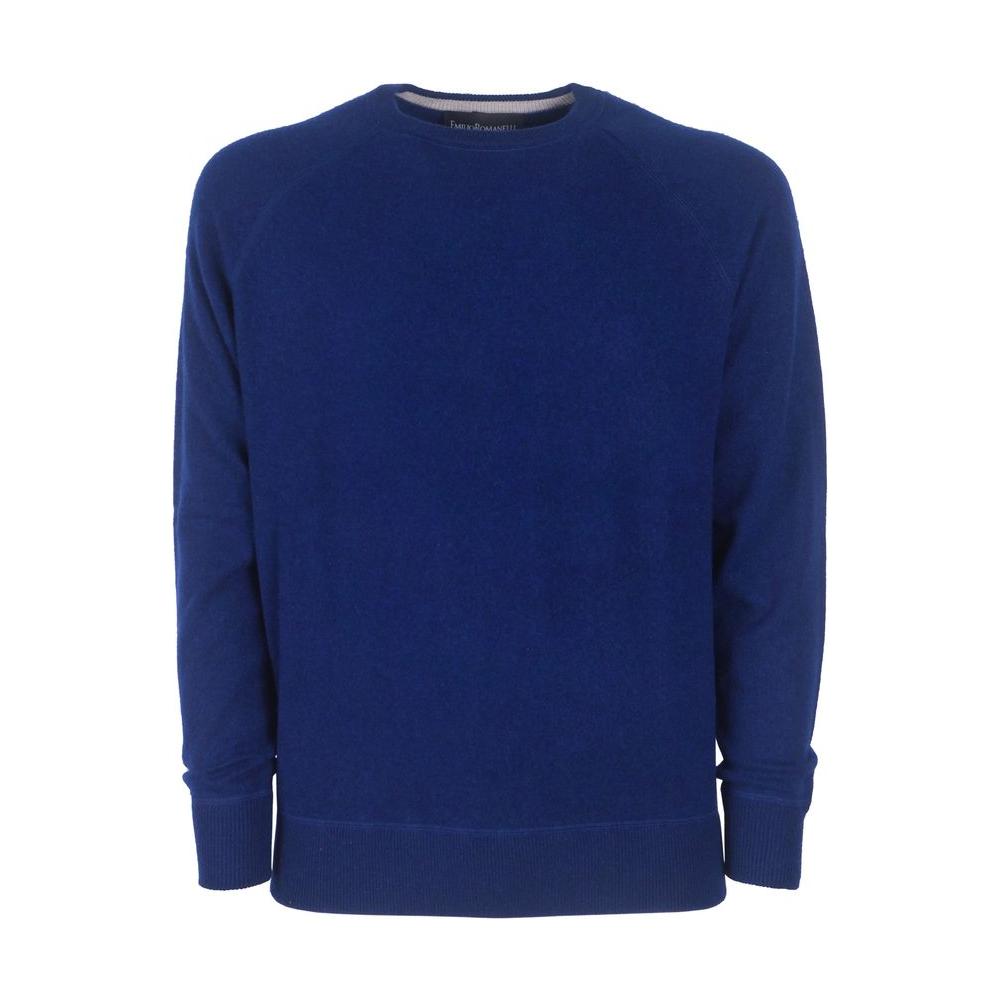 Emilio Romanelli Navy Blue Cashmere Crew Neck Sweater - Slim Fit Emilio Romanelli