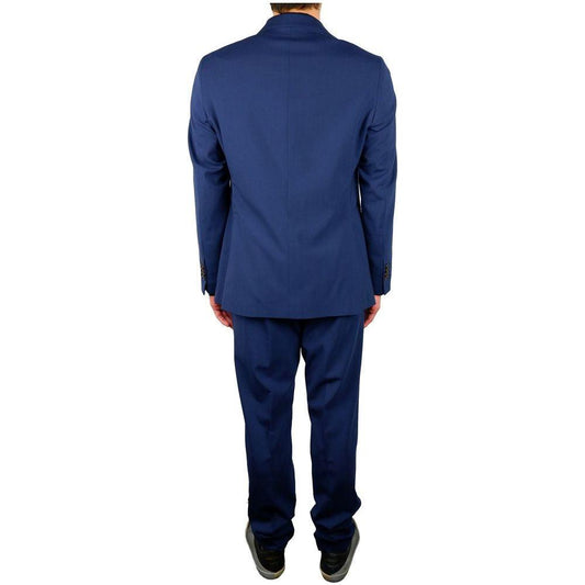 Aquascutum Elegant Blue Wool Blend Two-Piece Suit Aquascutum