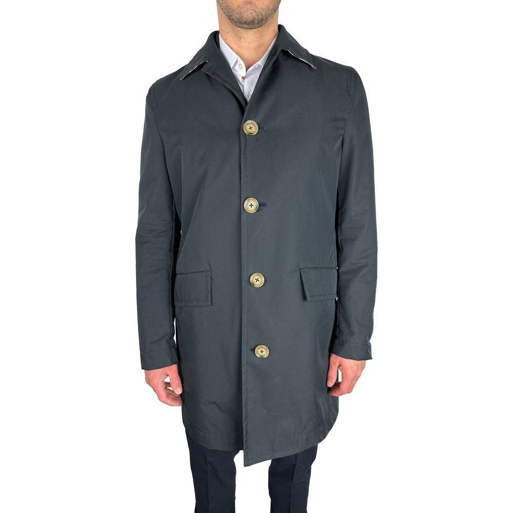 Aquascutum Blue Cotton Men's Trench Coat Aquascutum