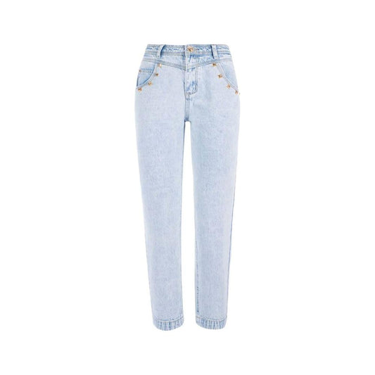 Yes Zee Light Blue Cotton Women High-Waisted Jeans Yes Zee