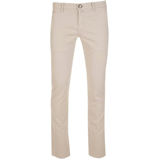 Beige Cotton Chino Trousers – Slim Fit Elegance