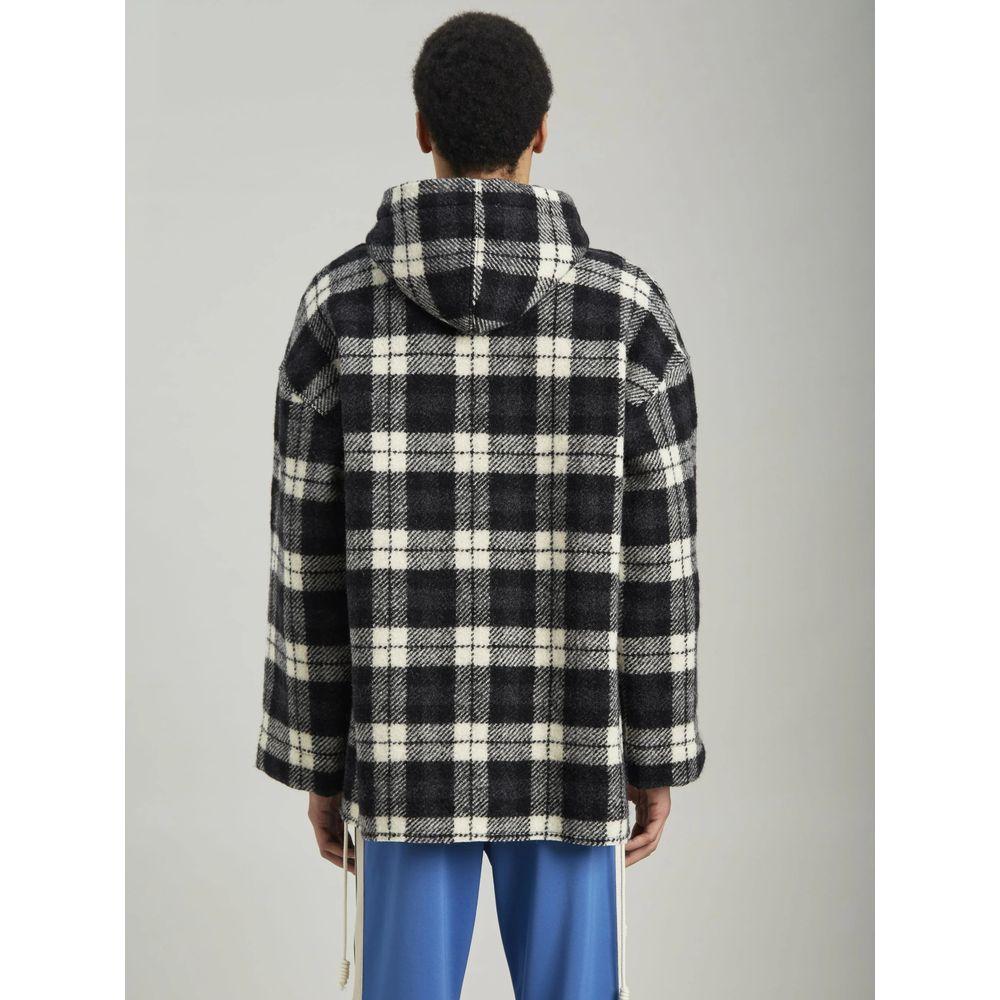 Palm Angels Black Cashmere Men Sweater with Checked Pattern Palm Angels