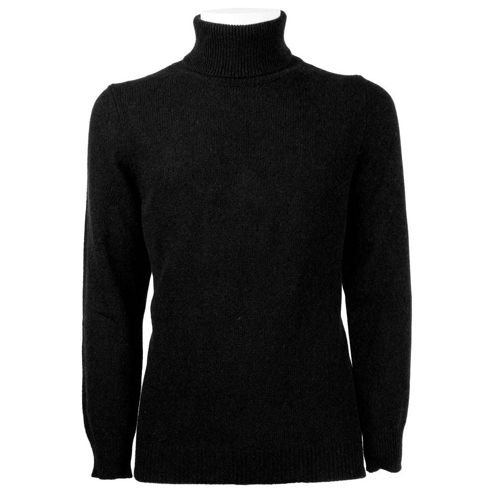 Emilio Romanelli Black Cashmere Men's Turtleneck Sweater Emilio Romanelli