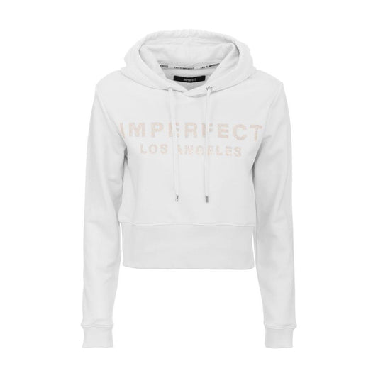 Imperfect White Cotton Women's Hoodie Imperfect