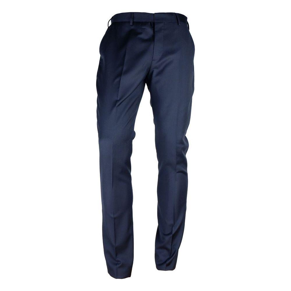 Made in Italy Blue Wool Men Trousers Made in Italy