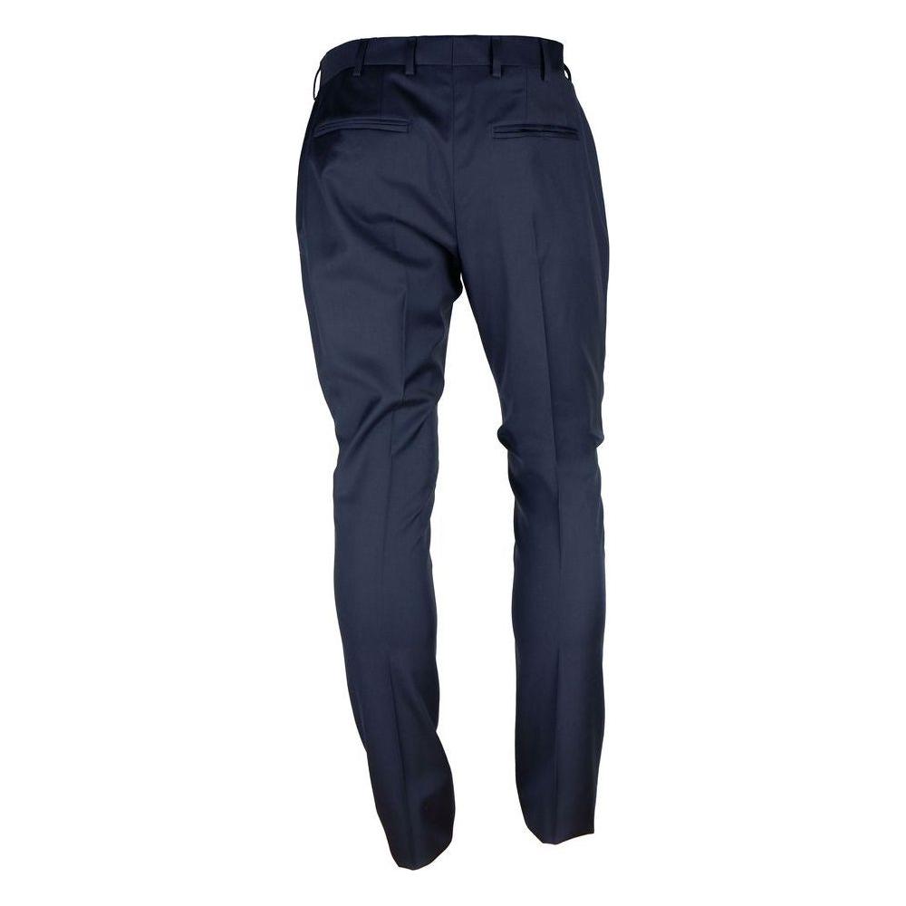 Made in Italy Blue Wool Men Trousers Made in Italy