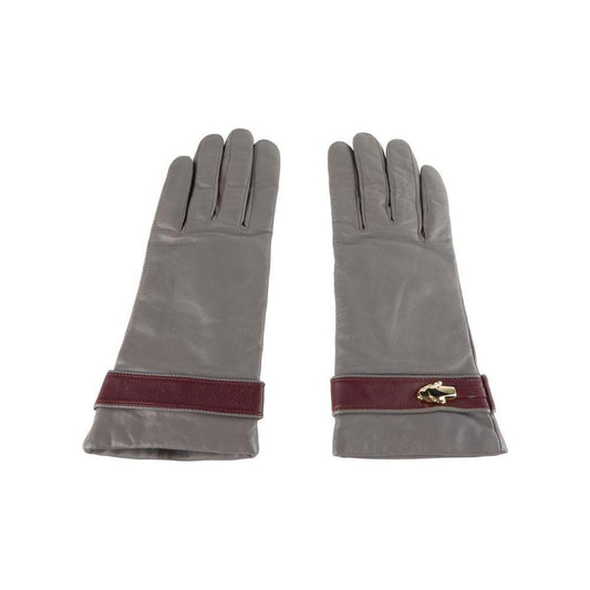 Cavalli Class Gray Lambskin Women Glove Cavalli Class