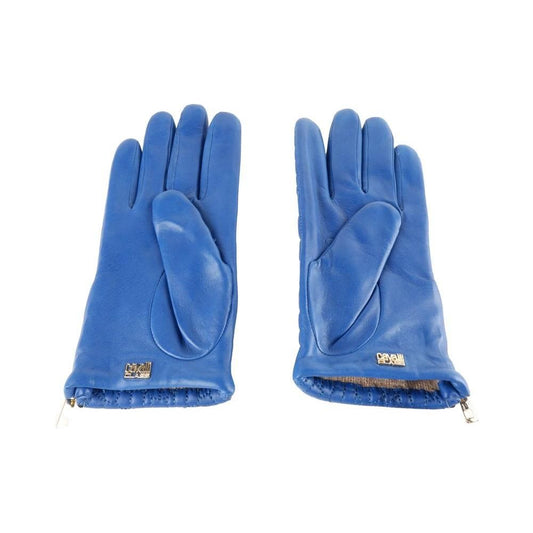 Cavalli Class Blue Lambskin Women Glove Cavalli Class