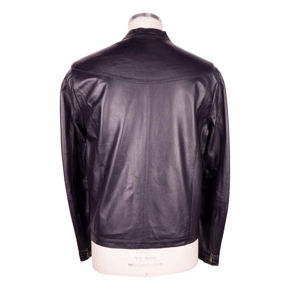 Emilio Romanelli Sleek Black Genuine Leather Jacket Emilio Romanelli