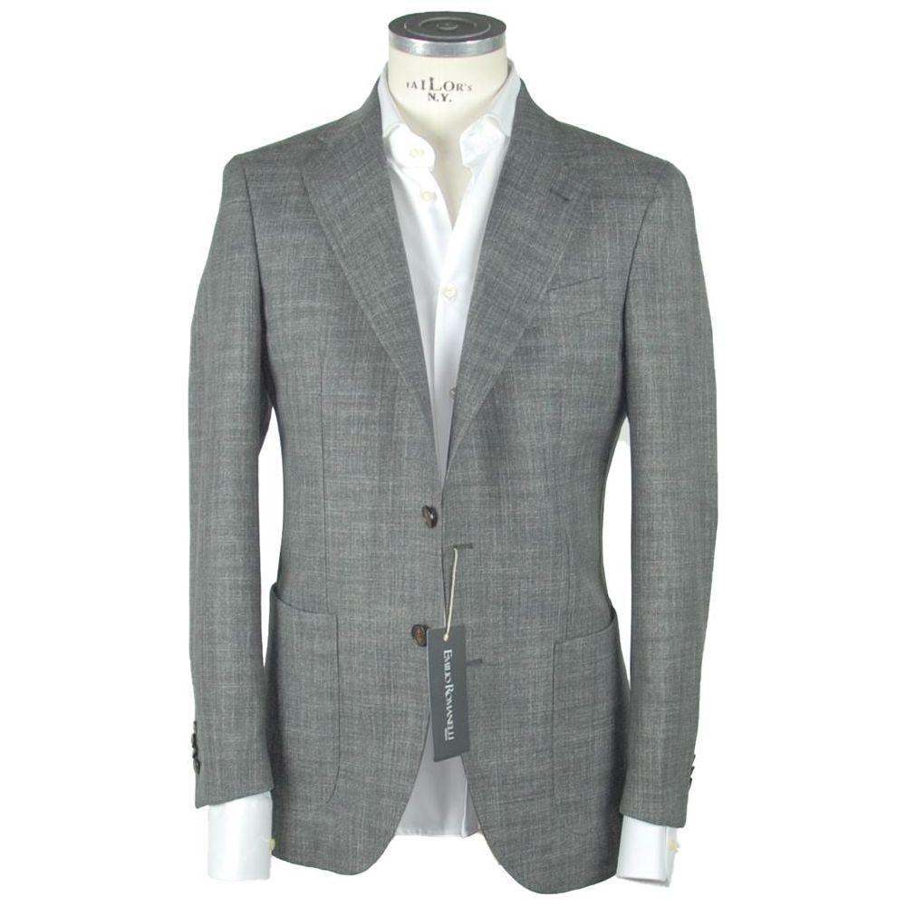 Emilio Romanelli Gray Wool Men Blazer Emilio Romanelli