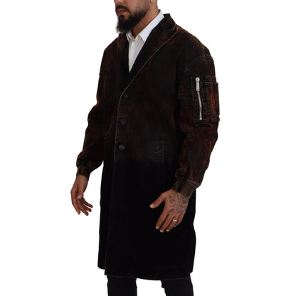 Dsquared² Brown Full Button Men Long Coat Cotton Jacket 1728,67345645728,Brown,Clothing,Coats - Jackets & Coats - Clothing,Dsquared²,IT48 | M,Jackets & Coats - Clothing,Jackets - Men - Clothing,Material: 84% Cotton 13% Viscose 3% Elastane,Men,Preowned / D
