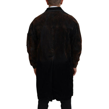 Dsquared² Brown Full Button Men Long Coat Cotton Jacket 1728,67345645728,Brown,Clothing,Coats - Jackets & Coats - Clothing,Dsquared²,IT48 | M,Jackets & Coats - Clothing,Jackets - Men - Clothing,Material: 84% Cotton 13% Viscose 3% Elastane,Men,Preowned / D