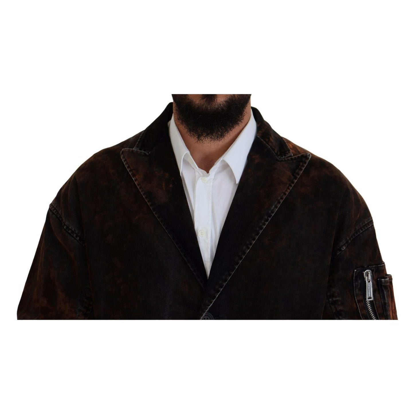Dsquared² Brown Full Button Men Long Coat Cotton Jacket 1728,67345645728,Brown,Clothing,Coats - Jackets & Coats - Clothing,Dsquared²,IT48 | M,Jackets & Coats - Clothing,Jackets - Men - Clothing,Material: 84% Cotton 13% Viscose 3% Elastane,Men,Preowned / D