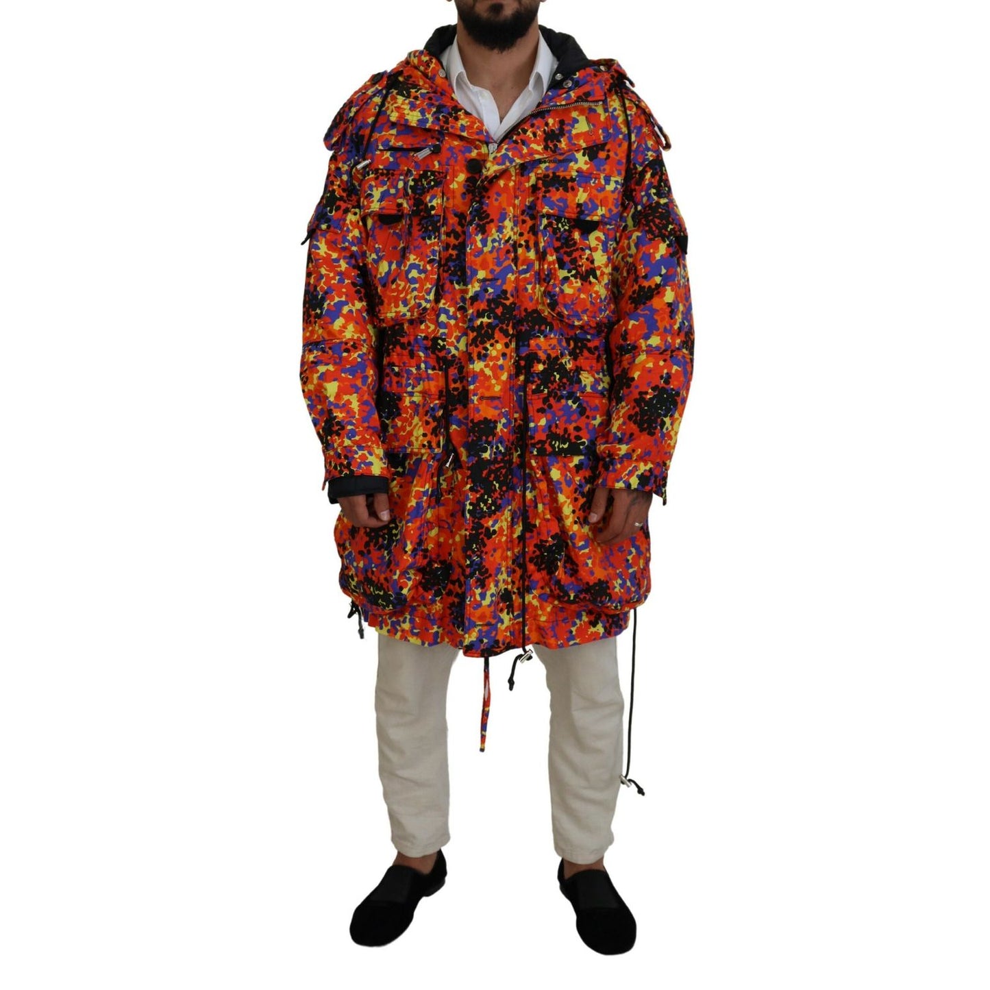 Dsquared² Multicolor Long Hooded Cargo Pocket Coat Jacket 1728,67345645728,Clothing,Dsquared²,IT48 | M,Jackets & Coats - Clothing,Jackets - Men - Clothing,Material: 97% Cotton 3% Elastane,Men,Multicolor,Parkas - Jackets & Coats - Clothing,Preowned / Defec