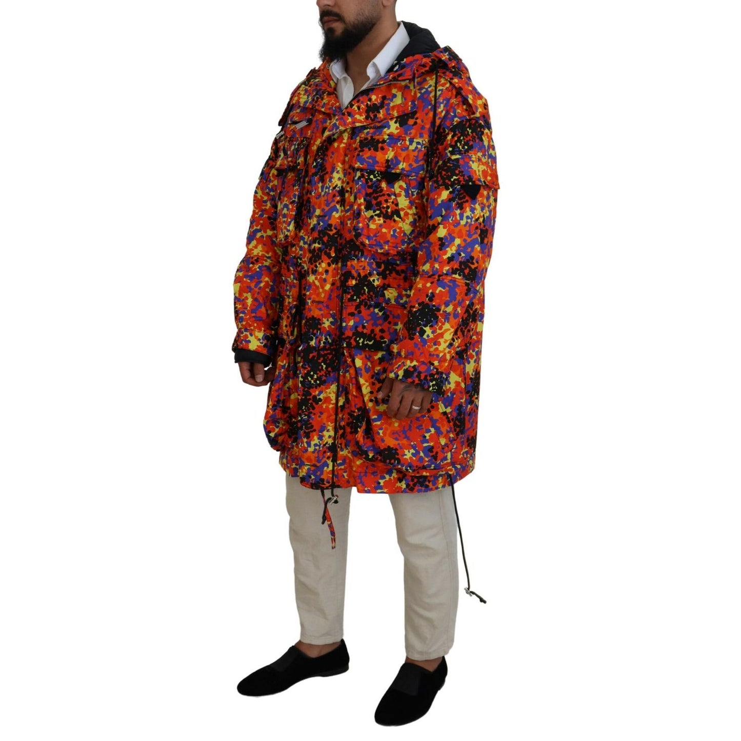 Dsquared² Multicolor Long Hooded Cargo Pocket Coat Jacket 1728,67345645728,Clothing,Dsquared²,IT48 | M,Jackets & Coats - Clothing,Jackets - Men - Clothing,Material: 97% Cotton 3% Elastane,Men,Multicolor,Parkas - Jackets & Coats - Clothing,Preowned / Defec