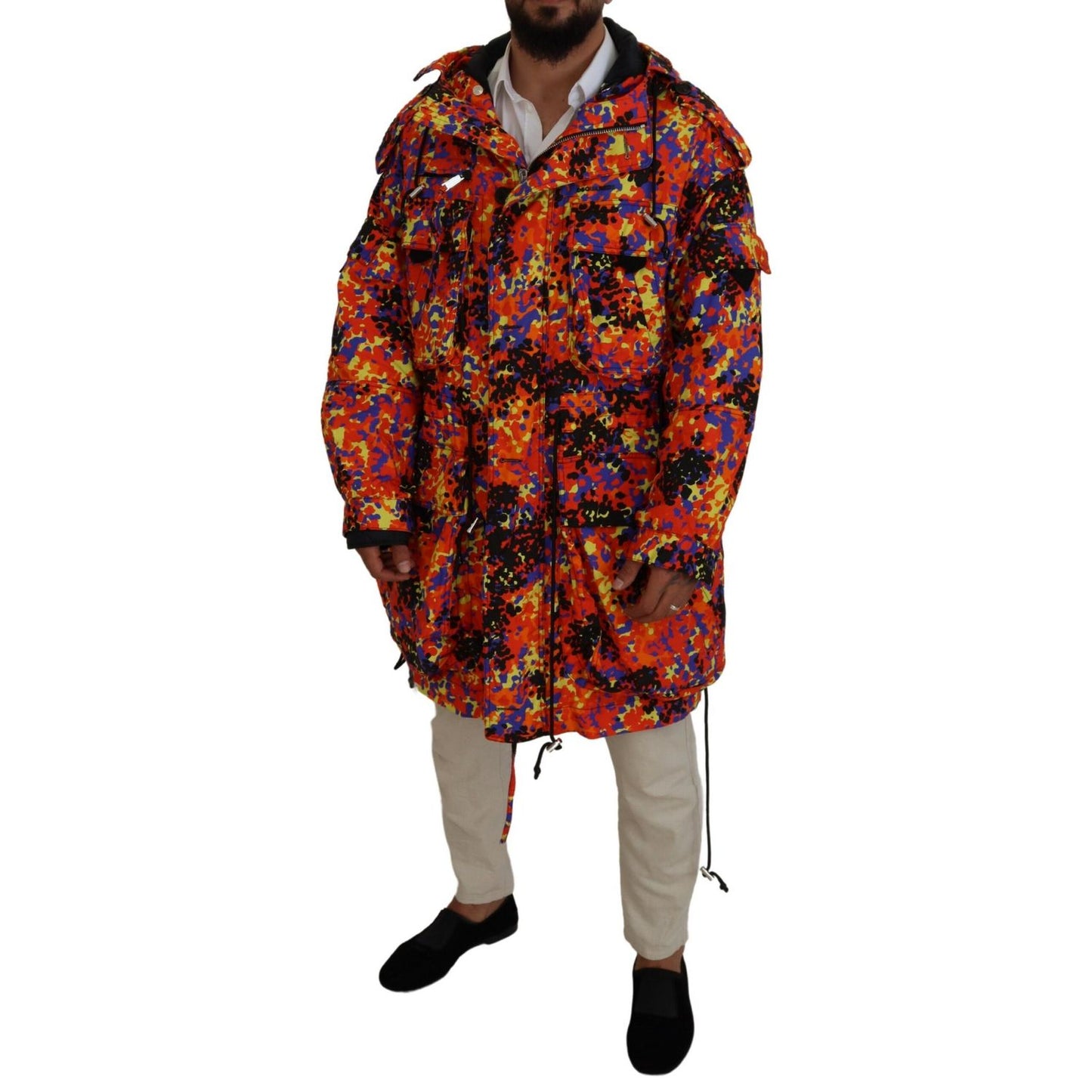 Dsquared² Multicolor Long Hooded Cargo Pocket Coat Jacket 1728,67345645728,Clothing,Dsquared²,IT48 | M,Jackets & Coats - Clothing,Jackets - Men - Clothing,Material: 97% Cotton 3% Elastane,Men,Multicolor,Parkas - Jackets & Coats - Clothing,Preowned / Defec