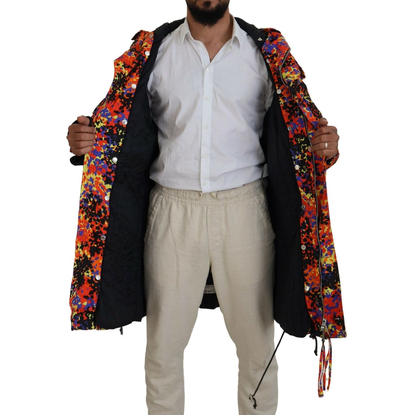 Dsquared² Multicolor Long Hooded Cargo Pocket Coat Jacket 1728,67345645728,Clothing,Dsquared²,IT48 | M,Jackets & Coats - Clothing,Jackets - Men - Clothing,Material: 97% Cotton 3% Elastane,Men,Multicolor,Parkas - Jackets & Coats - Clothing,Preowned / Defec