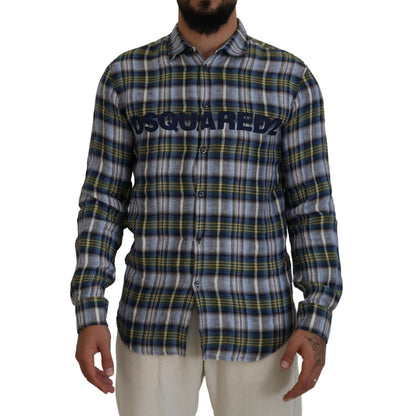 Dsquared² Multicolor Checkered Casual Men Long Sleeves Shirt
