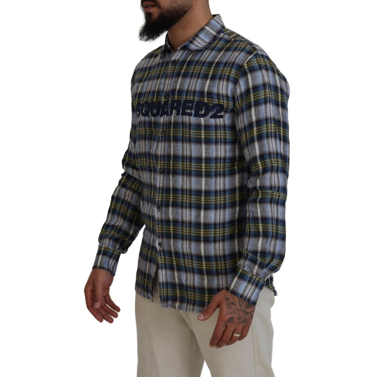 Dsquared² Multicolor Checkered Casual Men Long Sleeves Shirt