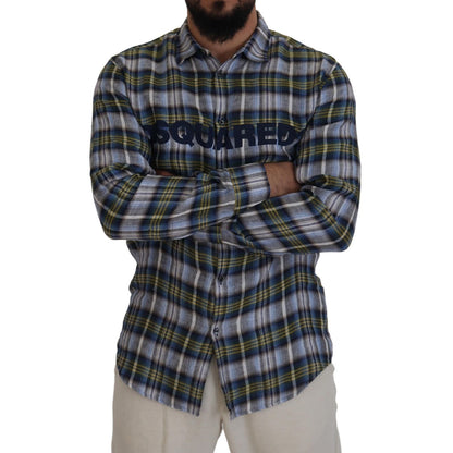 Dsquared² Multicolor Checkered Casual Men Long Sleeves Shirt