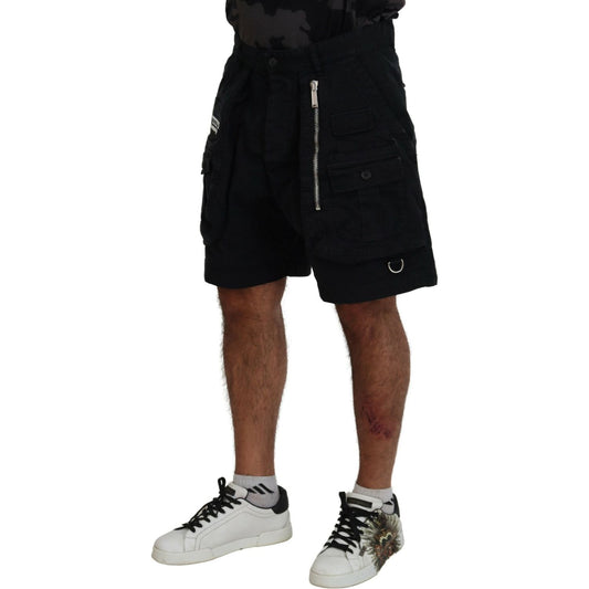 Dsquared² Black Cotton Cargo Boxer Above Knee Shorts Dsquared²