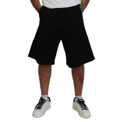 Dsquared² Black Solid Pull On Men Casual Bermuda Shorts
