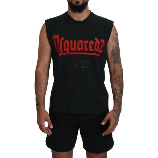 Dsquared² Black Cotton Sleeveless Crewneck Tank T-shirt Dsquared²