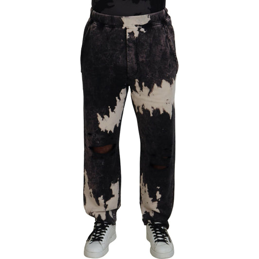 Gray Washed Tie Dye Tattered Men Pants