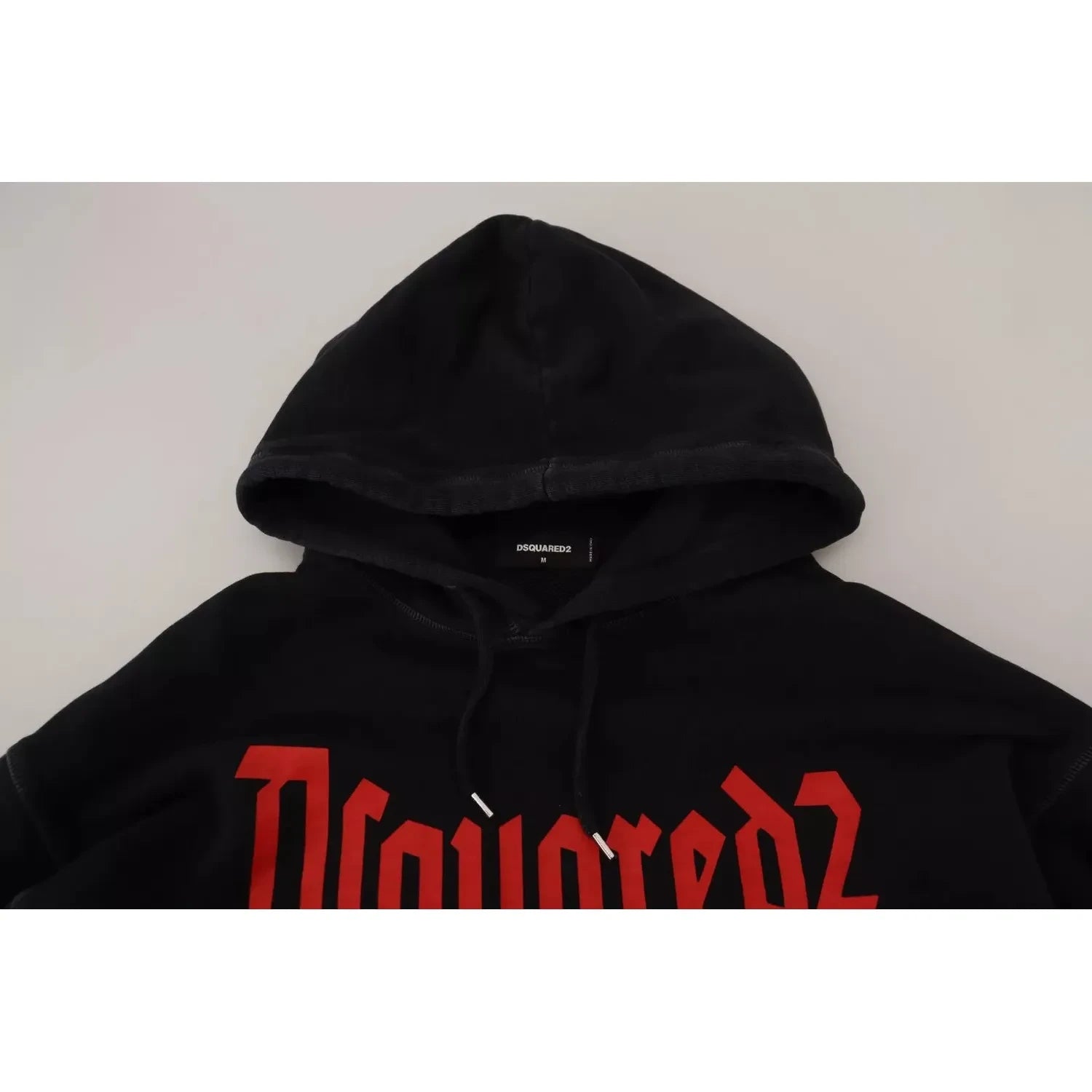 Dsquared² Black Cotton Hooded Printed Men Pullover Sweater