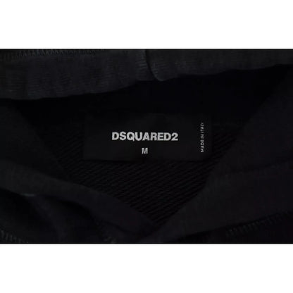 Dsquared² Black Cotton Hooded Printed Men Pullover Sweater Dsquared²
