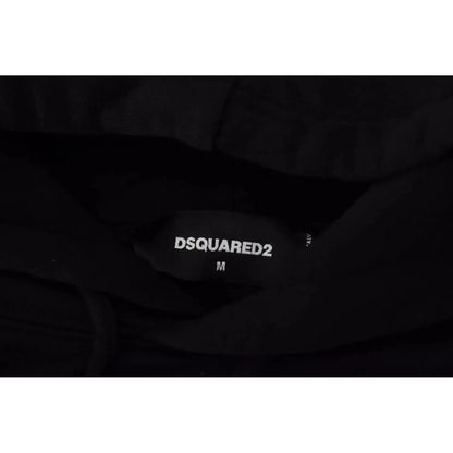 Dsquared² Black Cotton Hooded Printed Men Pullover Sweater Dsquared²