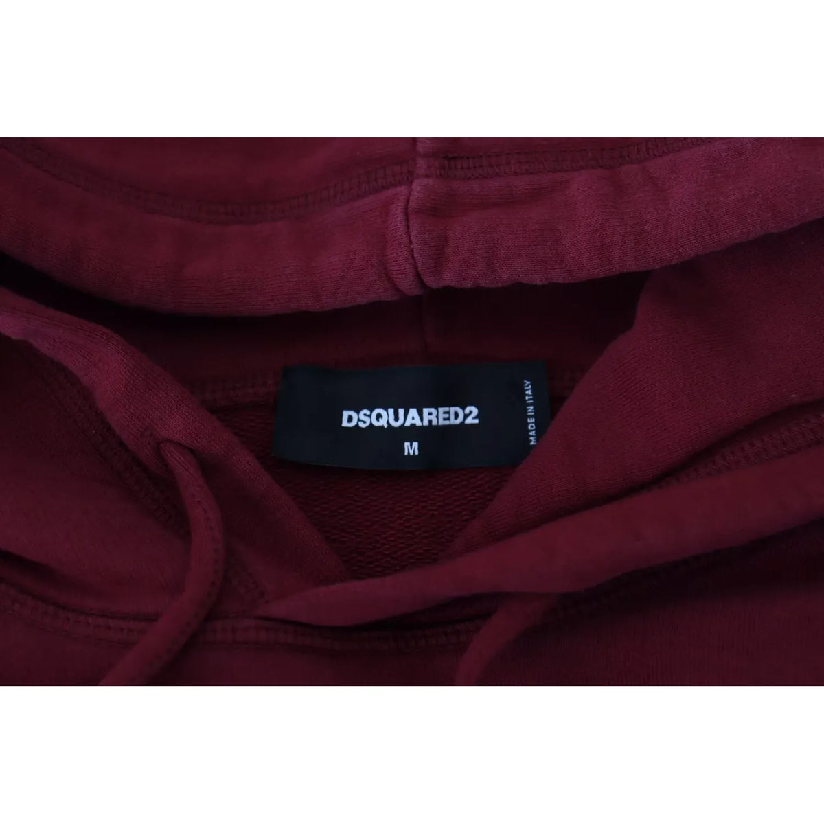 Dsquared² Maroon Cotton Tattered Hooded Printed Pullover Sweater