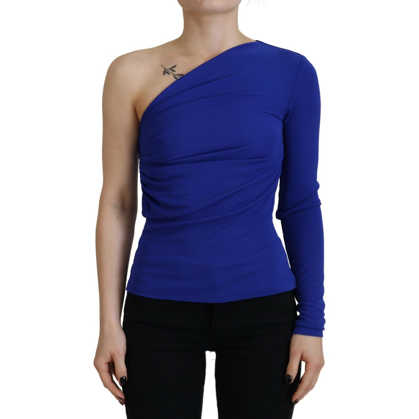 Dsquared² Blue Viscose One Shoulder Slim Fit Blouse Top Dsquared²