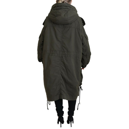 Dsquared² Green Hooded Full Zip Long Parka Coat Jacket 1728,67345645728,Clothing,Dsquared²,Green,IT38 | XS,Jackets & Coats - Clothing,Jackets & Coats - Women - Clothing,Material: Cotton 97%,Parkas - Jackets & Coats - Clothing,Preowned / Defect,Spandex/Ela