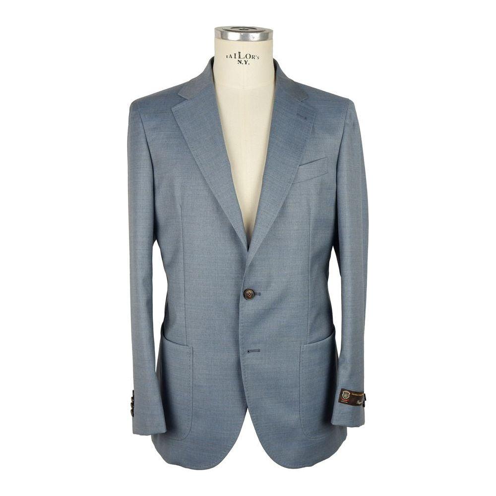 Emilio Romanelli Light Blue Wool Men Jacket Emilio Romanelli