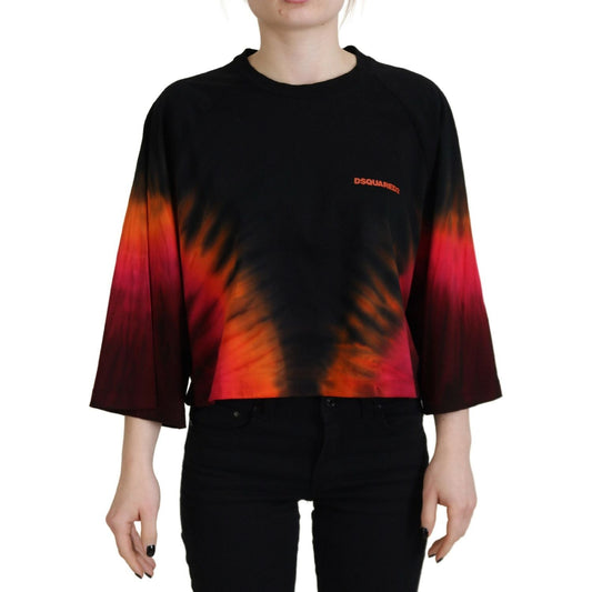 Dsquared² Black Cotton Tie Dye Crew Neck Casual Top Dsquared²