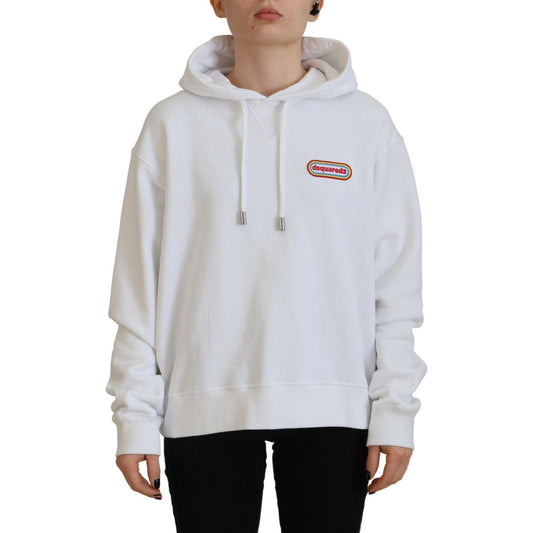 Dsquared² White Logo Patch Cotton Hoodie Sweatshirt Sweater Dsquared²