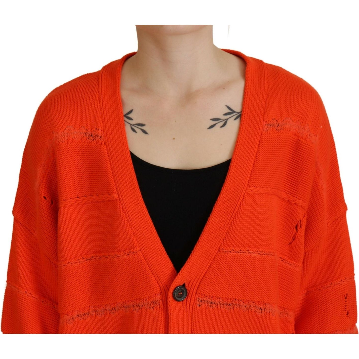 Dsquared² Orange Cotton Knitted Buttoned Cardigan Sweater Dsquared²